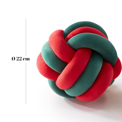Sonive Rund Knotenkissen, 22cm Ball Dekokissen Zierkissen Aesthetic Sofakissen Deko Kissen für Stuhl Sofa Bett rot&grün