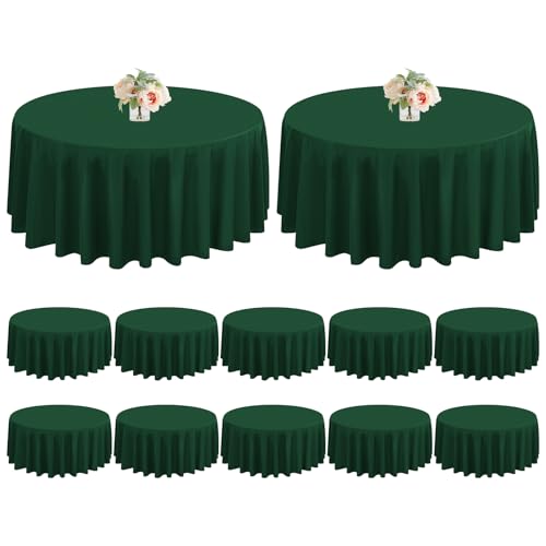 FXKS 12 Pack Hunter Green Round Tablecloths, 90 Inch Polyester Table Cloth by FXKS - Used condition - US$50.57