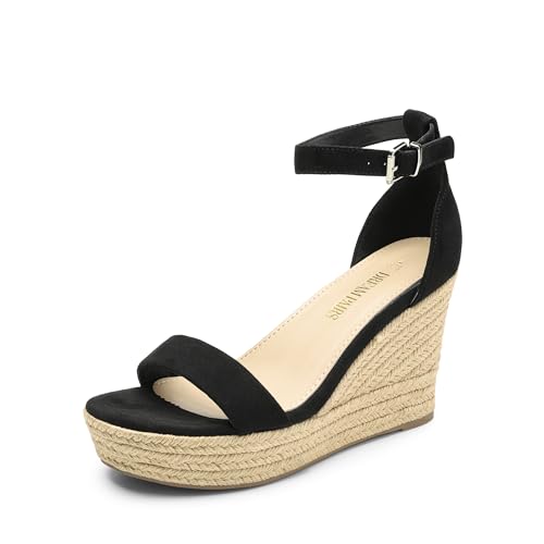 DREAM PAIRS Women's Platform Wedges Sandals, Comfortable Open Toe Espadrilles Sandals Dressy Buckle Ankle Strap Summer Shoes