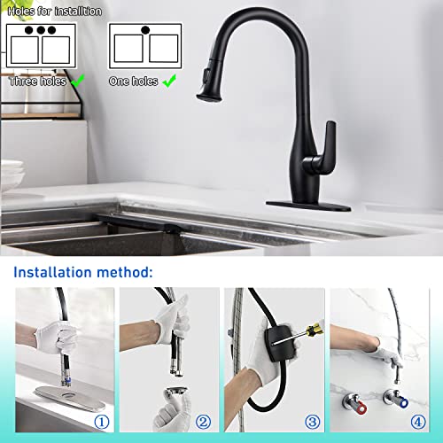 Gerigemt Sinks Faucets,Kitchen Faucet,Faucets For Kitchen Sinks,Kitchen Faucet With Pull Down Sprayer,Sus304 Stainless Steel High Arc Kitchen Sink Faucet,With Deck Plate,With Cupc Water Supply Lines. #TOP4