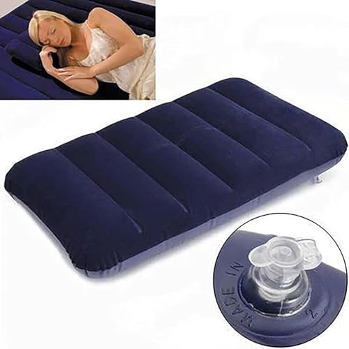 Image of Comfortable Travel Pillow for Neck Support - Inflatable Blue Cushion for Airplane, Train, and Car Journeys.(Multicolour |Pack of 1)