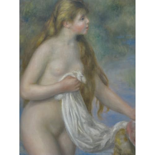 Reproduction sur toile Renoir Baigneuse aux cheveux longs, une impression giclée de 101x127 cm