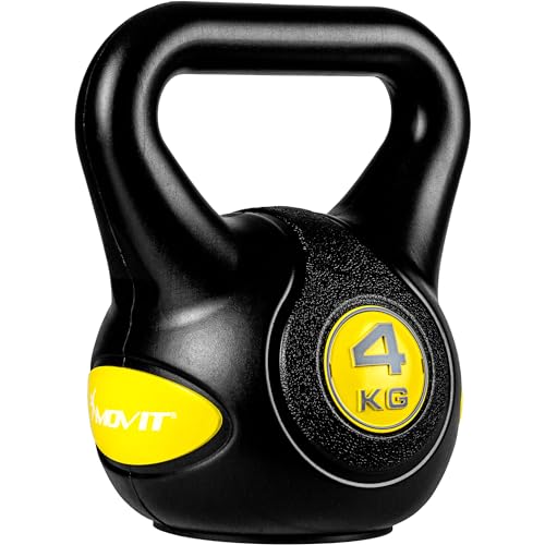 MOVIT Kettlebell STYLISH Black, Kugelhantel mit bodenschonender Kunststoffhülle, 2 kg bis 20 kg,...