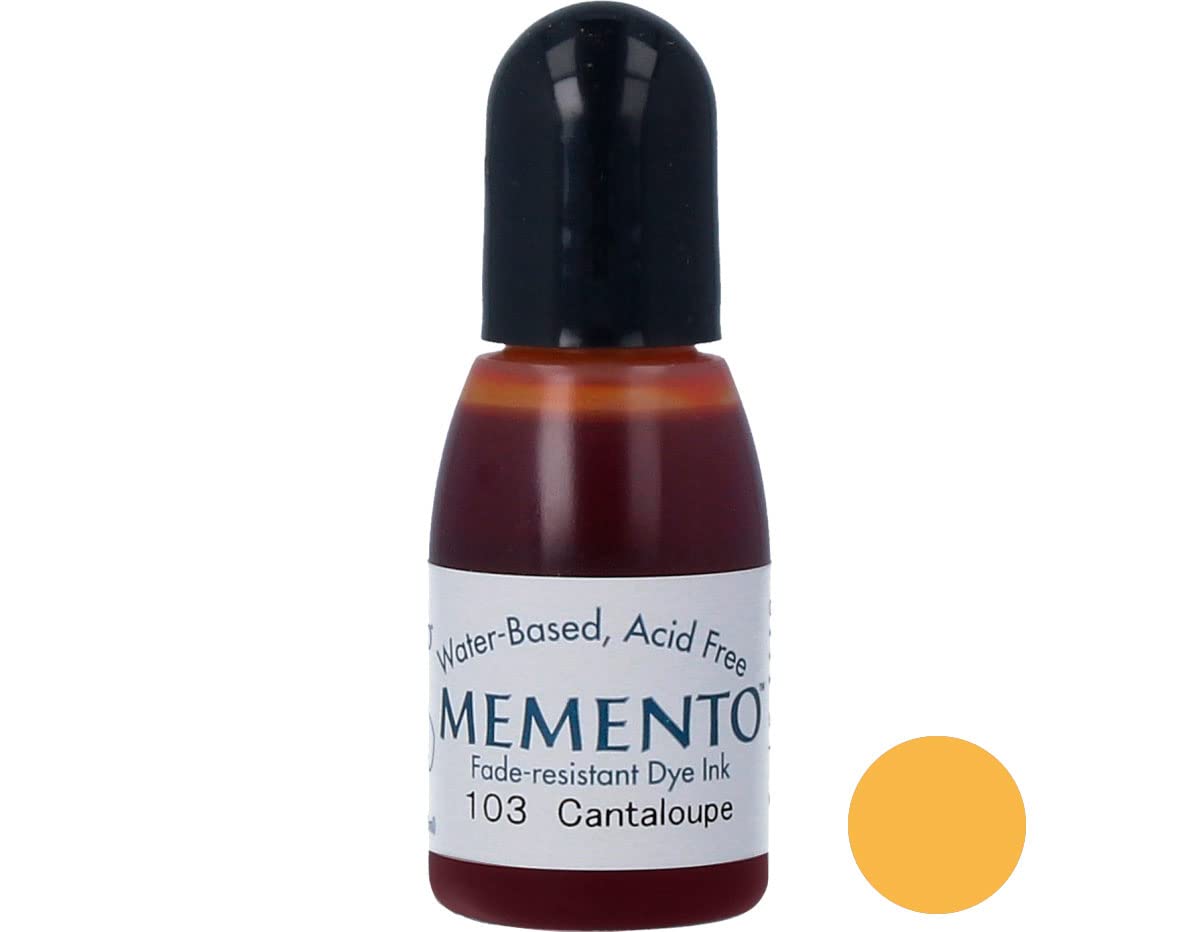 Tsukineko 1/2 Fluid Ounce Memento Fade-Resistant Water-Based Dye Inker, Cantaloupe