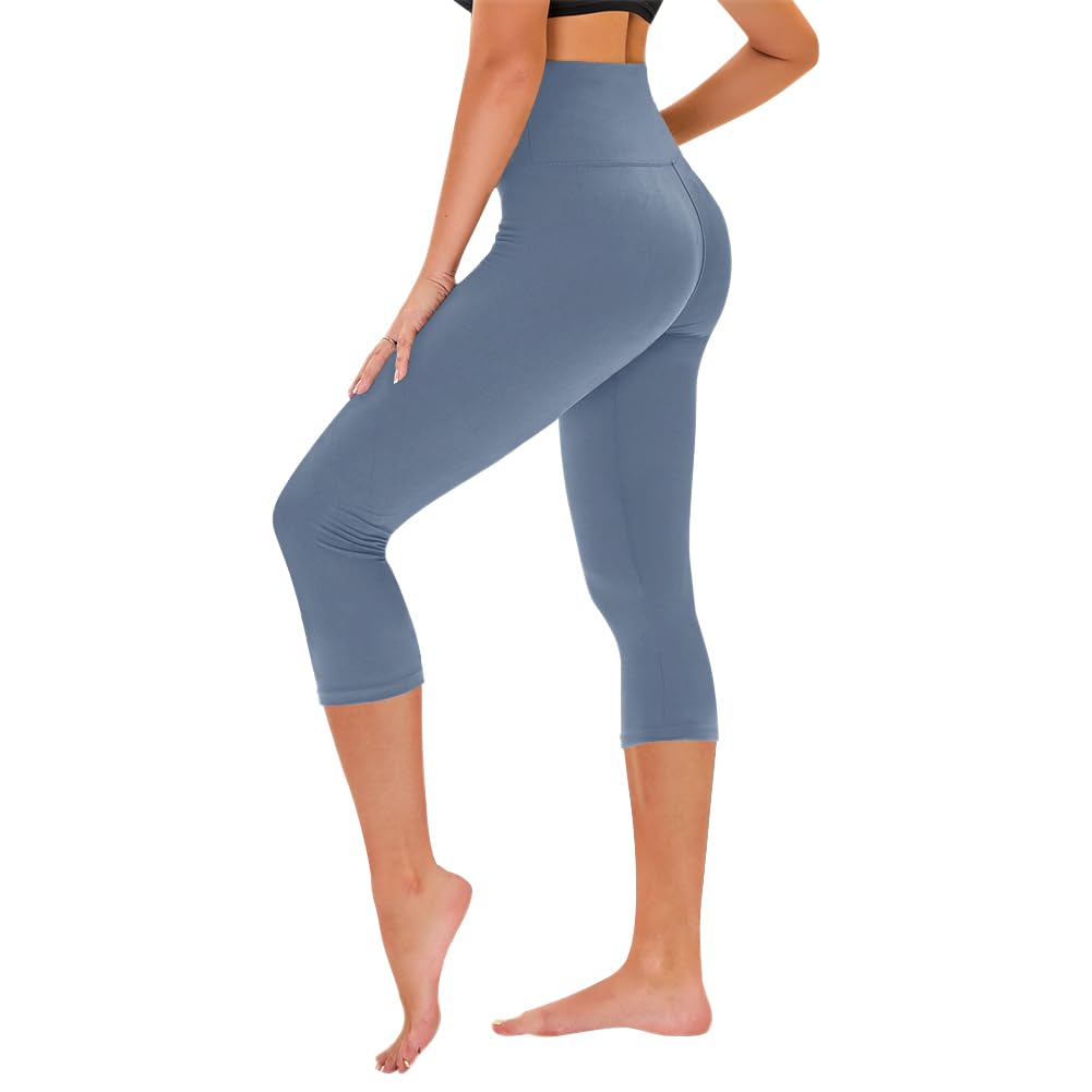TNNZEET Capri Leggings for Women - Tummy Control High Waisted Soft Yoga Pants for Gym Workout