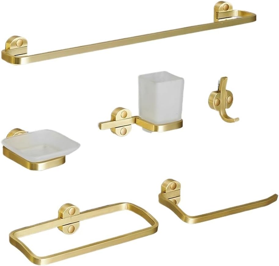 Space Aluminum Brushed Gold Bathroom Shelf Set