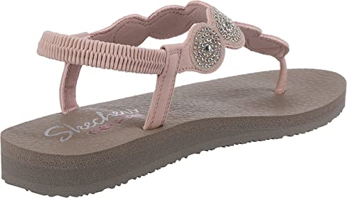 Skechers Women's Meditation-Stars & Sparkle-Circular Rhinestone Slingback Thong Flip-Flop, Light Pink, 5 M US