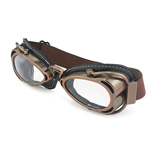 Heinmo Vintage Retro Pilot Goggles For Motorcycle Cruiser Scooter Biker Racing (White) #TOP1