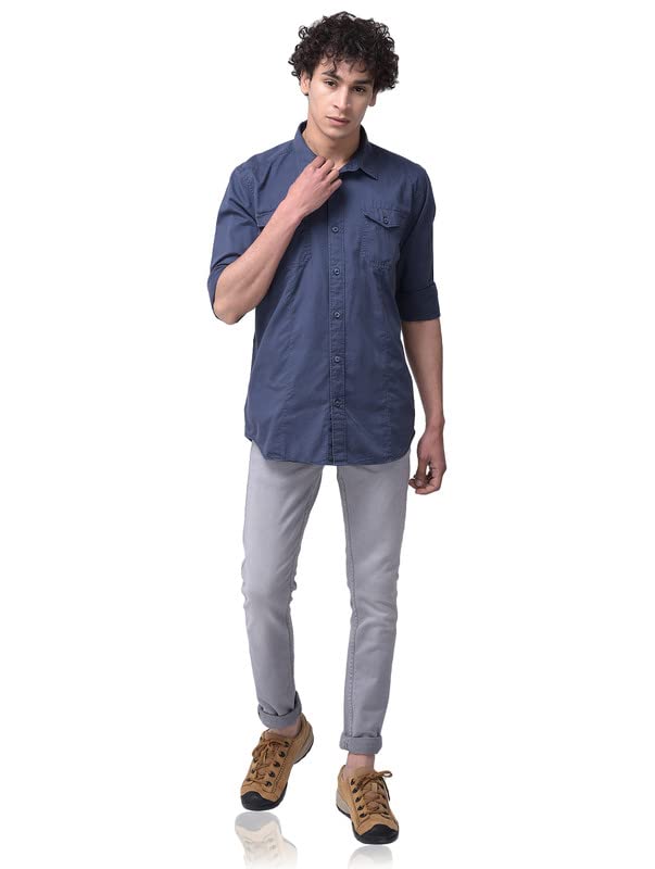 Image of Woodland Mens Cotton Printed Casual Regular Fit Full Sleeves Shirt