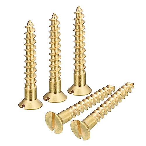 Vis à bois en laiton M5 x 35 mm tête plate pour fixer sans fendre le bois