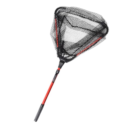 ledmomo アルミ合製 三角形 折りたたみ式 釣り網 軽量 コンパクト 折畳み 魚捕りネット 速乾ナイロン製 川釣り 携帯便利 調節可能 ランディン