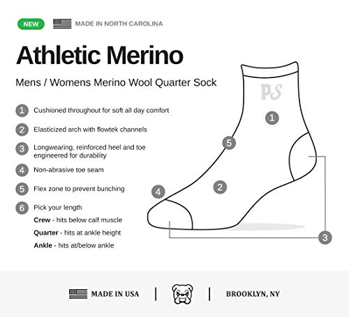 People Socks Compression Style Ankle Quarter Athletic Merino Wool Running Socks, Made in USA, 3 Pairs2