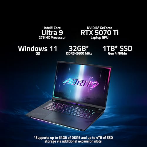 Image of GIGABYTE AORUS Master 16 Gaming Laptop - 240Hz 2560x1600 OLED - NVIDIA GeForce RTX 5070 Ti - Intel Core Ultra 9 275HX - 1TB SSD with 32GB DDR5 RAM - Windows 11 Home AD (AORUS Master 16 BXH-C4USE64SH)
