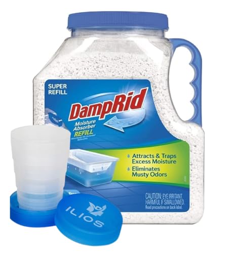 DampRid Moisture Absorber Refill Container 7.5 lb Fragrance Free Odor and Moisture Absorber for Basements Closets & Storage Spaces High-Capacity Humidity Control 1 Pack Ilios Packaging
