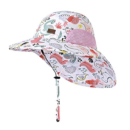 Image of Tisoloow Baby Sun Hats Boys Girls Summer UPF 50+ Sun Protection Toddler Beach Hat Neck Flap Kid Cap with Wide Brim