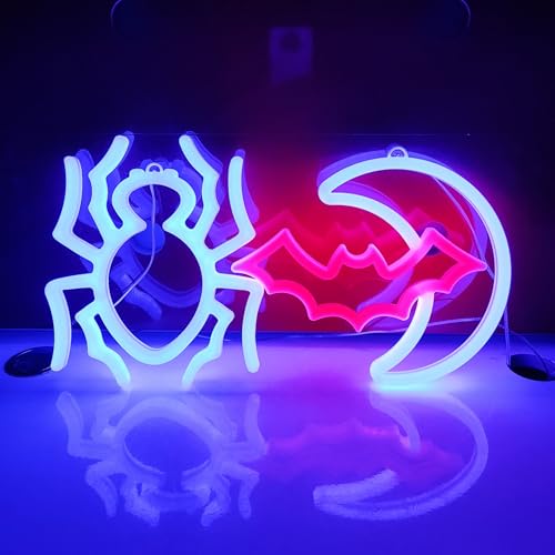 Image of JYWJ Bat Moon LED Neon Signs Desktop Wall Decoration Light | USB or Battery Powered, 3-AA Battery Option, Party Decoration, Business Decor Use, Desktop & Wall Mount