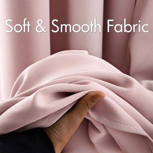 MIULEE Room Darkening Curtains Thermal Insulated Black Out Drapes Solid Window Treatment Grommet Light Blocking Blackout Curtain for Living Room Bedroom 2 Panels Set 52 x 54 inch Length Baby Pink