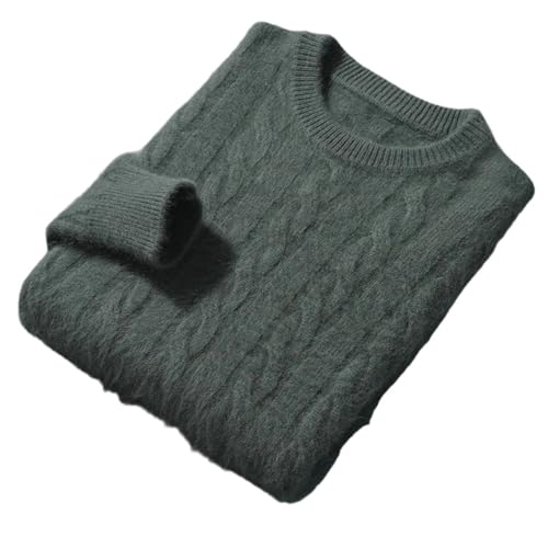 Mens Cashmere Round Neck Sweater Winter Cable Knit Casual Business Pullover