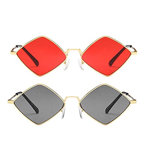 Image of ENTHYI Diamond Shape SunGlasses for Men /Women Metal Quadrilateral Frame Shades Film Sun glasses UV Protection