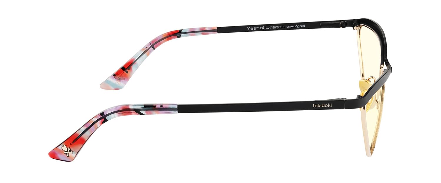 Gunnar Okulary do gier i komputera - Year of the Dragon - Kolor oprawki: Onyks - złoty, odcień soczewek: przezroczysty (blokuje 35% niebieskiego światła i 100% światła UV) - okulary blokujące