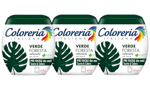 Coloreria Italiana Grey - Tinte para tejidos y prendas en la lavadora, verde bosque, 3 paquetes de 350 g