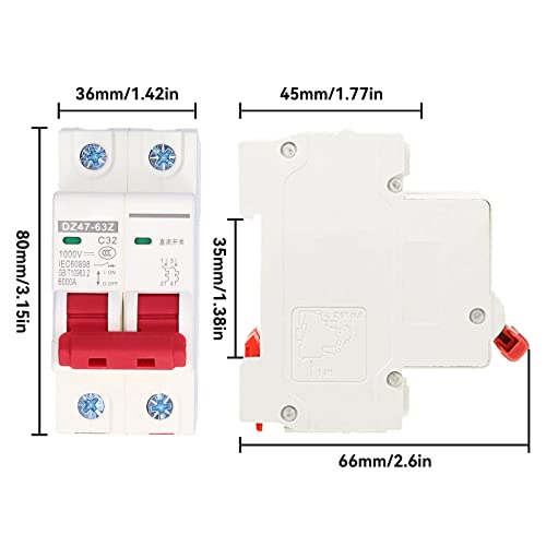 Interuptore Magnetotermico,1000 V CC 32A