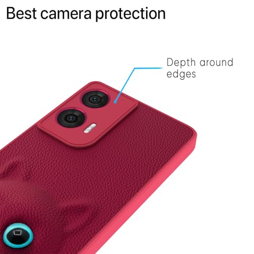 Image of Pikkme Back Cover for Girls | Cute Cat Leather Finish | Soft TPU | Bumper Case for Motorola Moto Edge 50 Fusion 5G / Motorola Moto G96 5G (Pink)