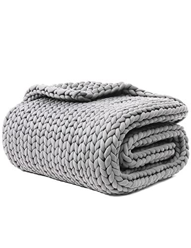 Ynm Knitted Weighted Blanket, Hand Made Chunky Knit Weighted Throw Blanket For Sleep, Stress Or Home Décor (Silver Grey, 50"X60" 10Lbs) #TOP21