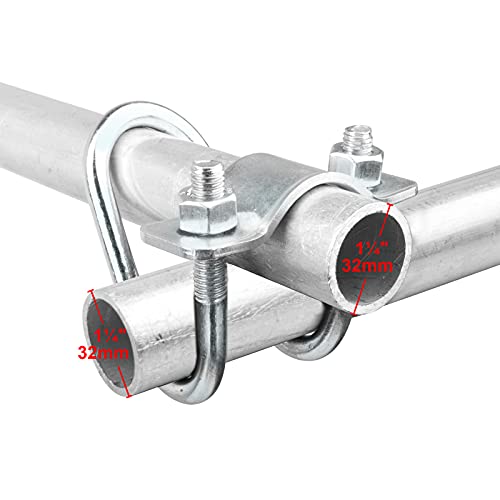 10 PCS Cross-Connector Vertical Pipe Clip for 1-1/4" (1.25" OD) Round Tube, Crossover Tube Clamps for Greenhouse, Tomato Trellis