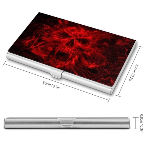 Red Flame Skull Business Card Holder Alloy Multi Wallet Credit Card ID Pocket Name Case2