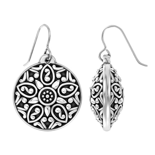 LeCalla 925 Sterling Silver Filigree Dangle Drop Earrings | Lightweight Antique Balinese Teardrop Dangle Drop Earring for Women
