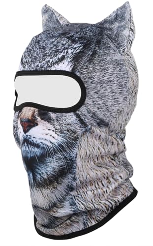Image of 3D Cat Ski Balaclava Sheisty Face Mask with Ears Cute Animal Ski Mask for Music Festivals Raves Party Outdoor Activities