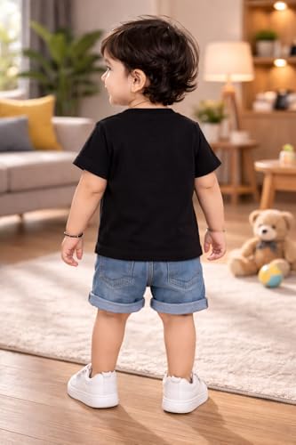 Image of BODYCARE Kids Inafant Placement Print Boys Round Neck Half Sleeves Cotton T-Shirt | Skin Friendly Regular Fit | Soft Breathable Fabric Comfortable & Durability | Pack of 1 | Mustard | Age 6-12 Months