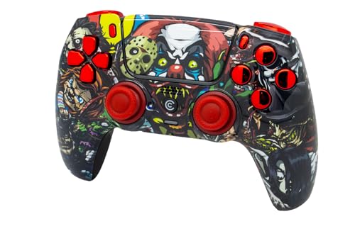 Image of Custom Controllerzz Custom Wireless Controller Compatible with PS5 - Multiple Designs Available (Scary Party & Red Chrome Inserts)