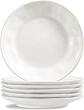 ONEMORE Ceramic 10.5' Dinner Plates Set of 6 - Microwave Oven & Dishwasher Safe Porcelain Dinnerware Set - Durable, Matte Glaze, Handmade, Well Packed Gift- Cream White