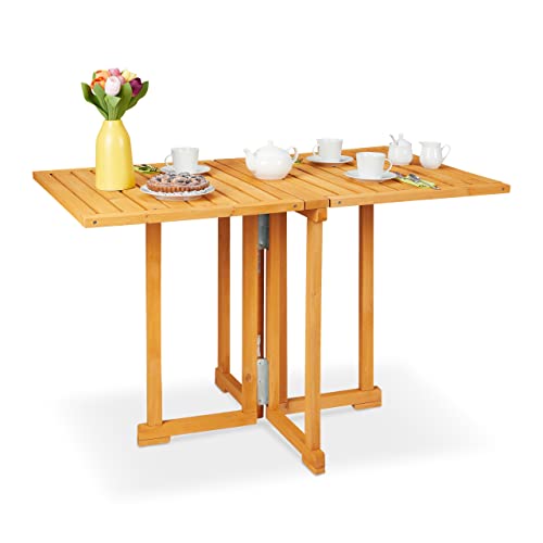Relaxdays HBT Pliante en Bois pour Balcon 74,5 x 119,5 x 70 cm Table de Jardin Pliable Naturel, 100