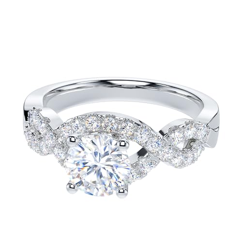 THELANDA 1CT Genuine Moissanite or Simulated Diamond Luxury Vintage Infinity Twisted Vine Engagement Ring Halo Bridal Ring3