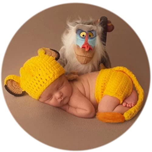 Image of Zeroest Newborn Photography Props Outfits, Crochet Lion Sets for Baby photoshoot Infants Girl Boy Picture Photo Costume
