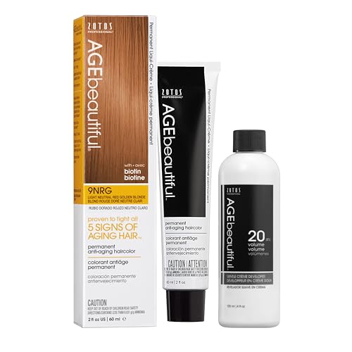 Image of AGE beautiful Permanent Hair Color Cream, 100% Gray Coverage Hair Dye with Biotin Anti-Aging Formula for Fuller, Thicker Hair, Professional Salon Quality