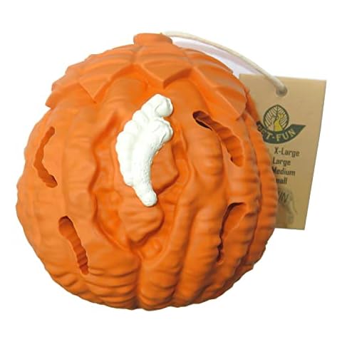 Dog Toys, Pet-Fun® XL Indestructible Tough Dog Chew Toy Pomelo For Aggressive Chewers Large Breed, Dog Treat Ball Boredom Breaker, Enrichment Puzzle Feeder, Strong Teething Chew with Dental Care Cover