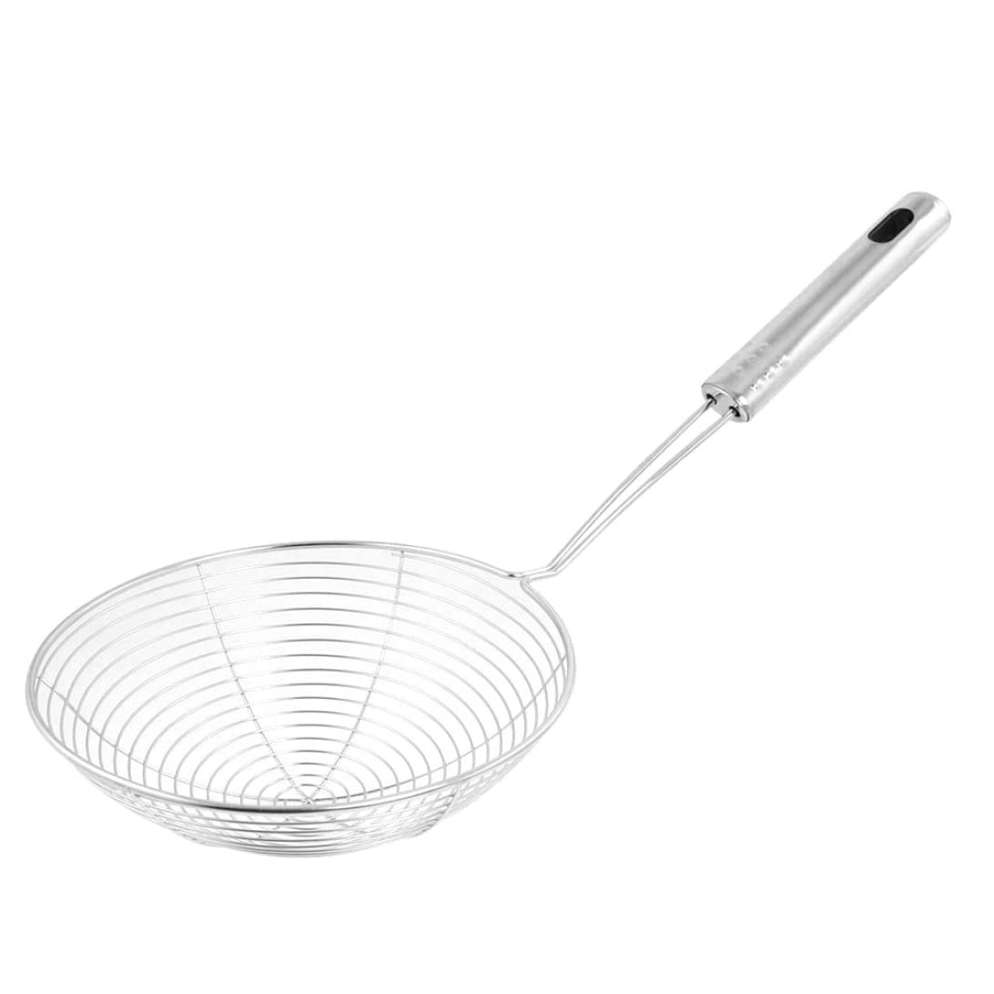 Otbushit Stainless Steel Spider Skimmer Strainer Ladle, Mesh Filter Spoon for Noodles Frying Cooking