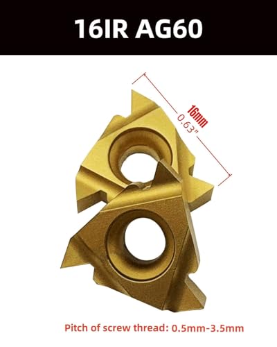 RHFGYY 16mm HSMT16-16K16 CNC Drehmaschine Innengewinde Drehhalter mit 11 Stück 16IR AG60 Gewindeschneidplatten Außen Innengewinde Wendeschneidplatten Hartmetalldreheinsätzen