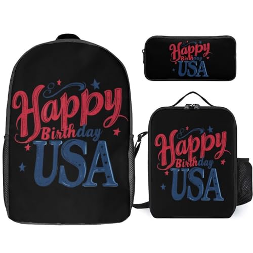Happy Birthday USA Large Travel Backpacks Carry on Backpack Weekender Bag with 2 Storage Pockets for Men And Women