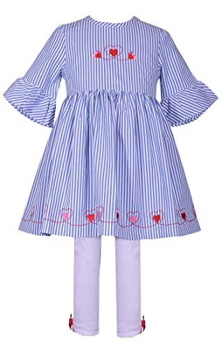 Image of Bonnie Jean Girls Blue Striped Valentine's Day Set