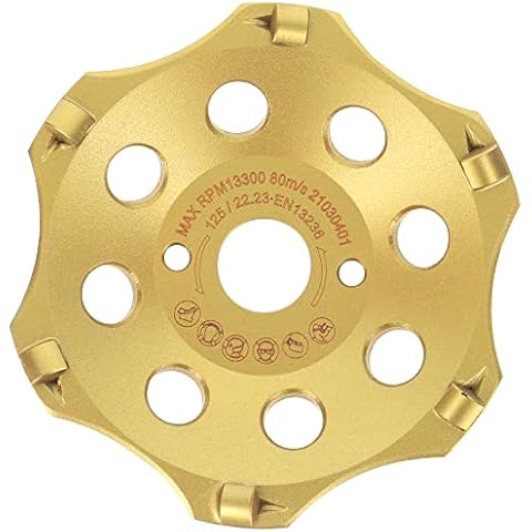 PRODIAMANT PKD Diamant-Schleiftopf 125 mm x 22,2 mm 6 Segmente Diamantschleiftopf 125mm passend Winkelschleifer Cover