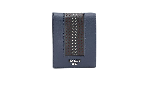 [バリー BALLY] パンチングライン入 レザー ウォレット 二つ折り財布 折財布 [小銭入れなし] ブルー基調 [メンズ] BEVYE.STP  I528P 6300410