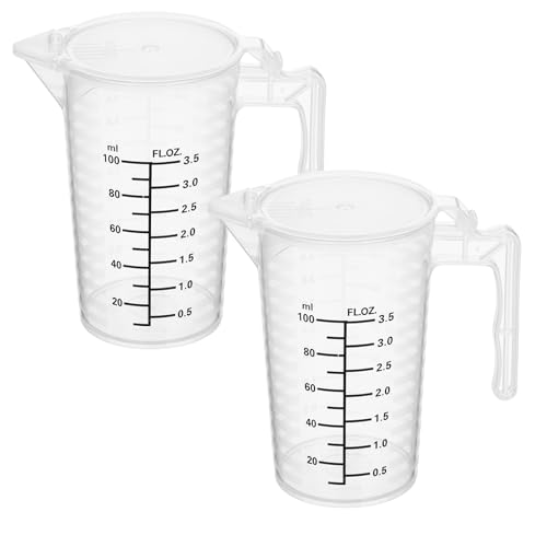 2 Pzas Vaso Medidor Doble Escala 100 ml con Tapa miniatura 1