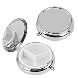 2 Stück Daily Pockt Pill Holder with 3 Compartments Kompakter Pillenbehälter für die Reise, ideal für Tasche und Reisegepäck, pillendose klein Metallkonstruktion mit Druckknopfverschluss