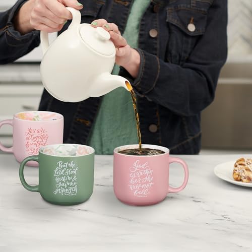 Taza de cerámica 14 oz con versículo bíblico floral miniatura 5