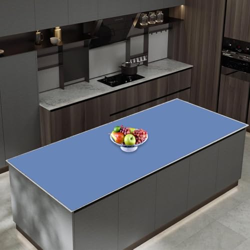 Image of 47.3''x23.6''(120cmx60cm) Extra Large Silicone Mat for Kitchen Counter, Heat Resistant Countertop Protector, Non-Slip Waterproof Kitchen Island Mat, Easy to Clean, Lake Blue